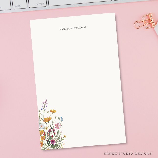 Personalised Floral Elegant  Stationery (The image shows card in 5.5 x 8.5 inches. Add your name before checkout.)