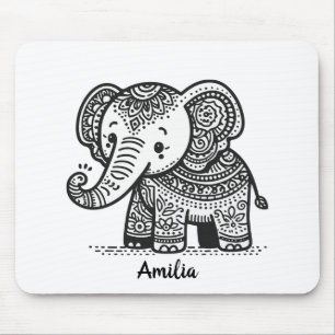 Personalised Floral Elephant Mouse Mat
