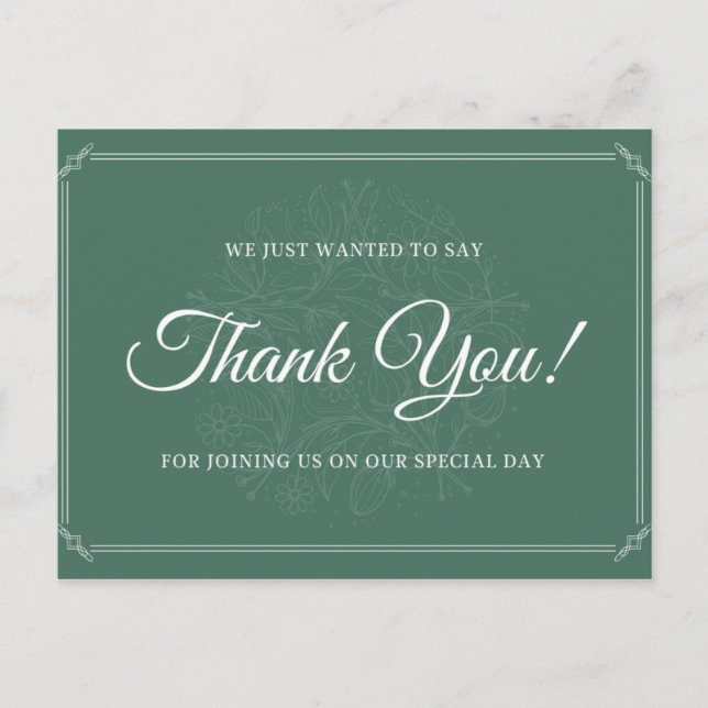 Personalised - Floral Engraving Elegant Thank You Postcard (Front)