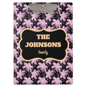 Personalised Floral Family name design Clipboard