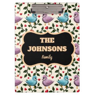 Personalised Floral Family name design  House Fla Clipboard