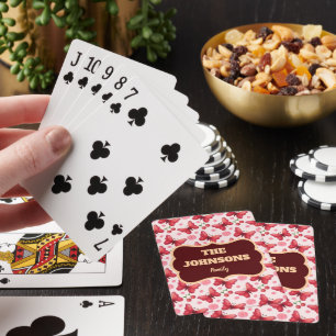 Personalised Floral Family name design Playing Cards