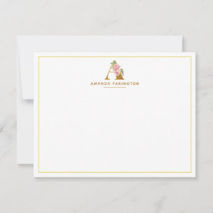 Personalised Floral Faux Gold Monogram Initial Card