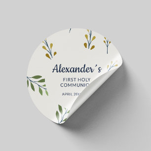 Personalised Floral First Communion Sticker