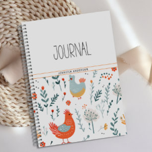 Personalised Floral Fun Chicken Journal 