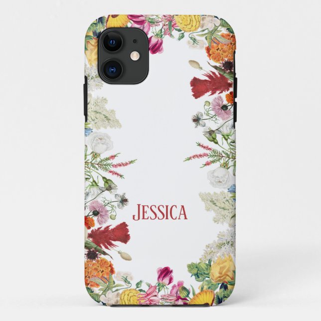 Personalised Floral Garden Colourful Flowers Case-Mate iPhone Case (Back)