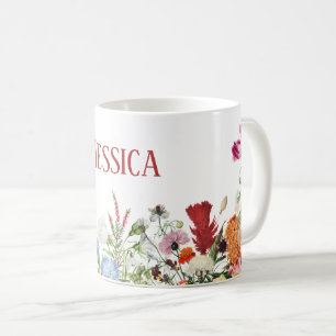 Personalised Floral Garden Colourful Flowers Coffee Mug
