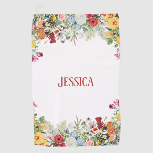Personalised Floral Garden Colourful Flowers Golf Towel