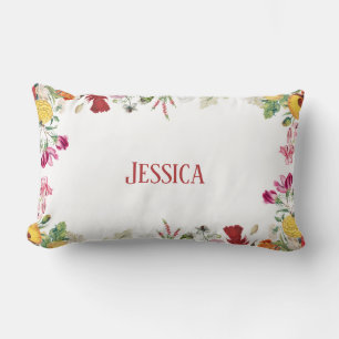 Personalised Floral Garden Colourful Flowers Lumbar Cushion