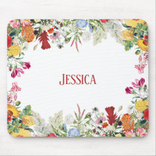 Personalised Floral Garden Colourful Flowers Mouse Mat