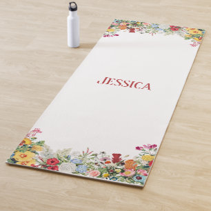 Personalised Floral Garden Colourful Flowers Yoga Mat