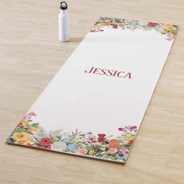 Personalised Floral Garden Colourful Flowers  Yoga Mat (In Situ)
