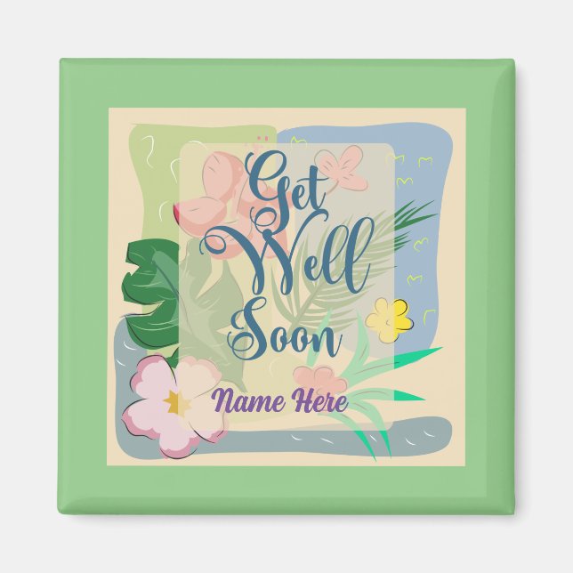 Personalised Floral Get Well Magnet (Front)
