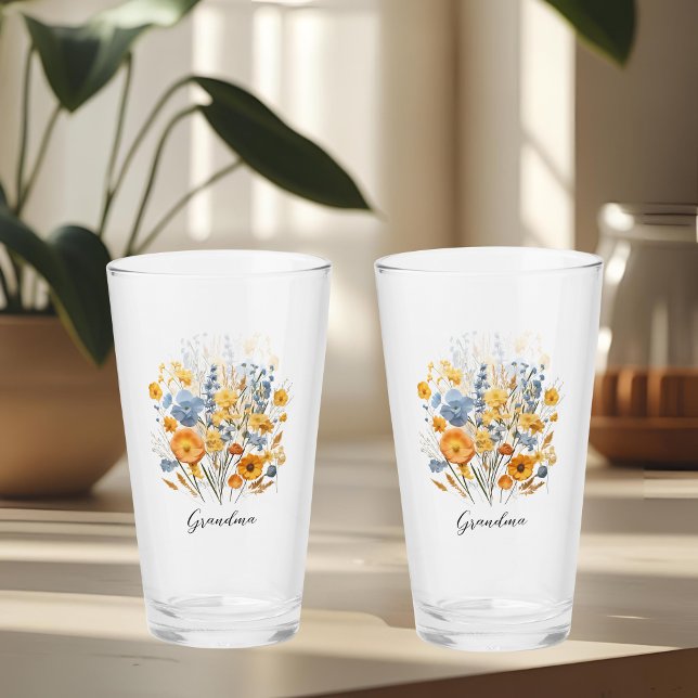 Personalised Floral Glass Cup for Grandma Gift (Creator Uploaded)