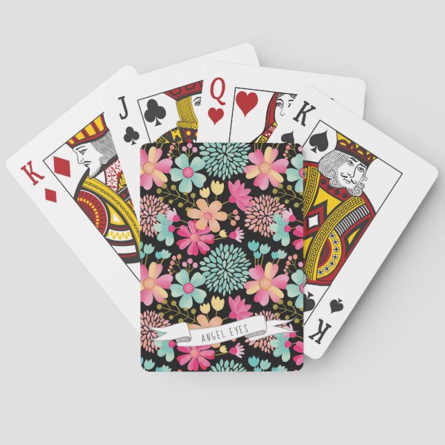 Personalised Floral Gouache Gift Pack Playing Cards (Back)