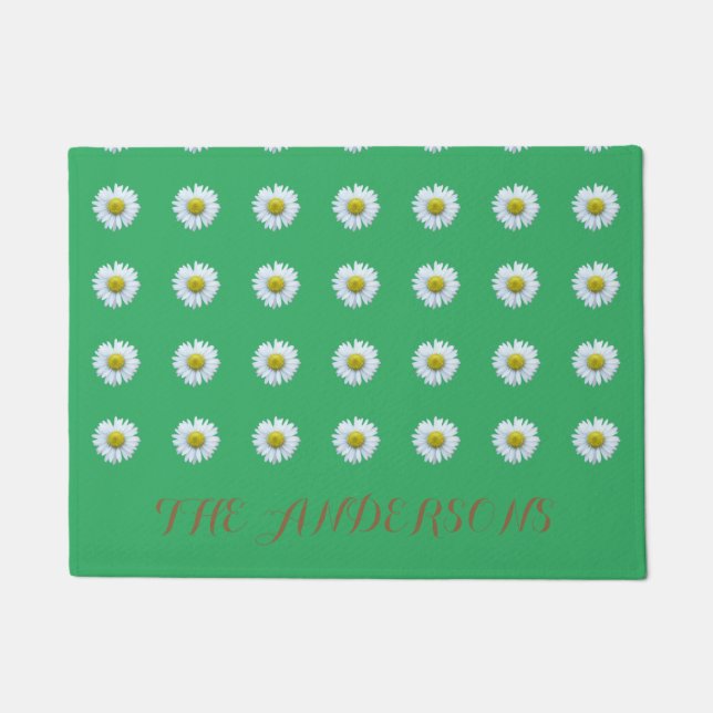 Personalised Floral Green  Doormat (Front)