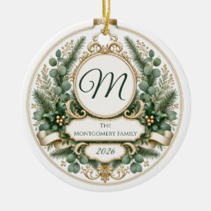 Personalised Floral Greenery Family Ceramic Tree Decoration