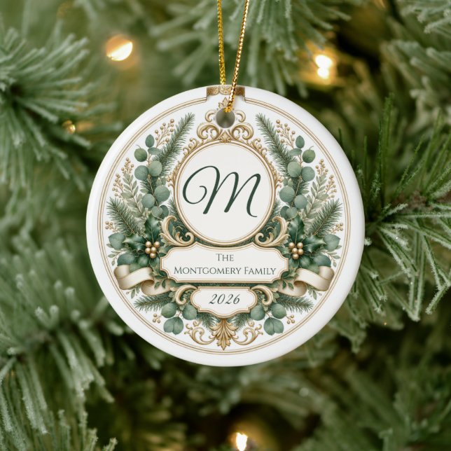 Personalised Floral Greenery Photo Ceramic Tree Decoration (Tree)