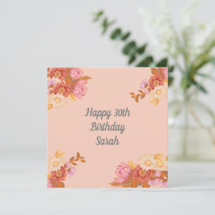 Personalised Floral Happy Birthday Card