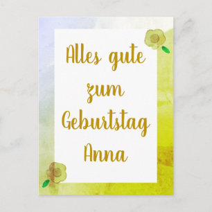 Personalised Floral Happy Birthday in German Card