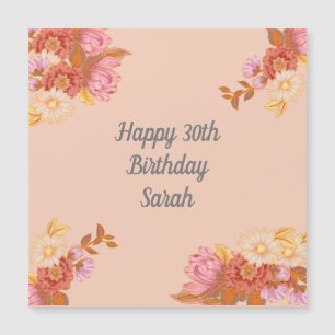 Personalised Floral Happy Birthday Magnet