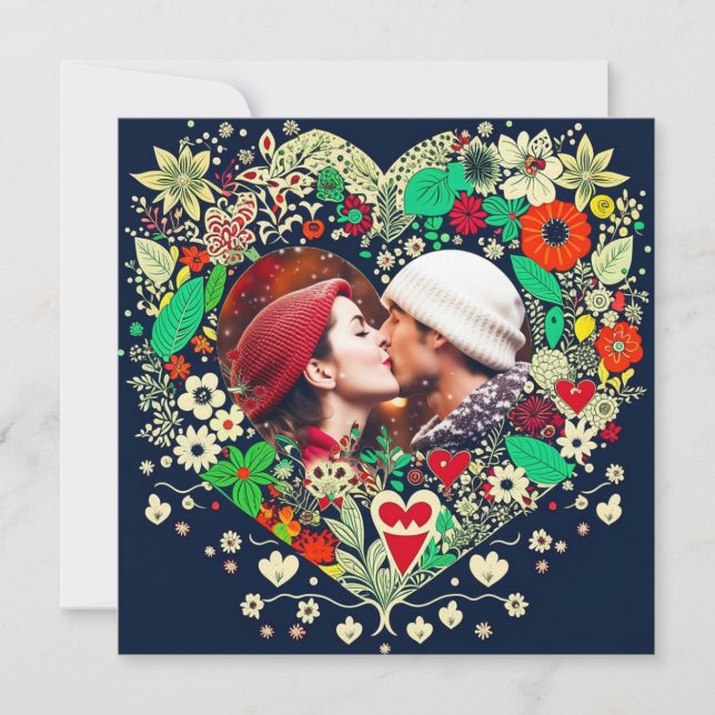 Personalised Floral Heart Frame Romantic Gift (Front)