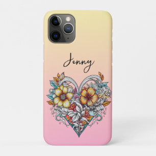 Personalised Floral Heart Romantic iPhone 11 Pro Case