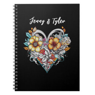 Personalised Floral Heart Romantic Notebook