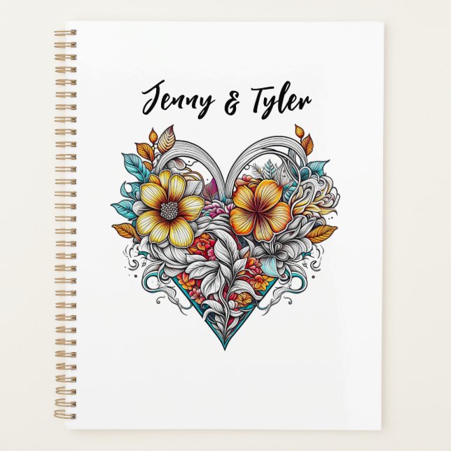 Personalised Floral Heart Romantic Planner (Front)