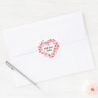 Personalised Floral Heart Square Sticker