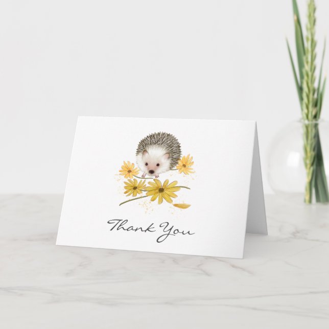 Personalised Floral Hedgehog Folded Card (Front)