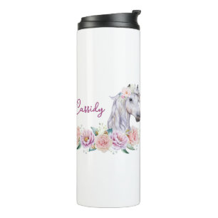 Personalised Floral Horse  Thermal Tumbler