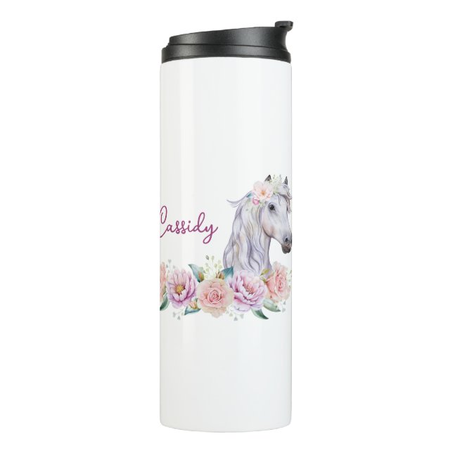 Personalised Floral Horse  Thermal Tumbler (Rotated Left)
