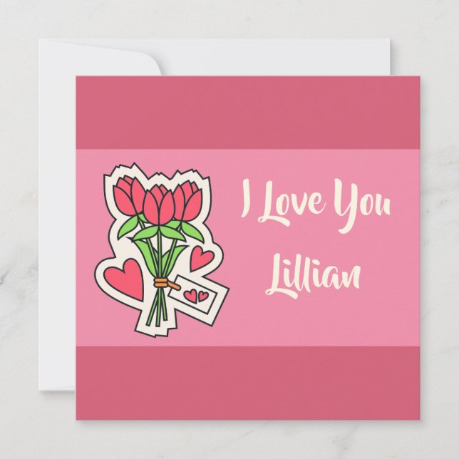 Personalised Floral I Love You Valentines Day Card (Front)