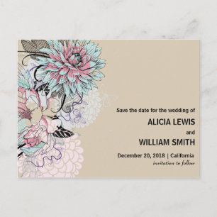 Personalised - Floral Illustration Save The Date Postcard