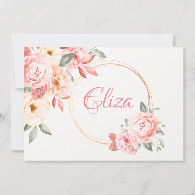 Personalised Floral in Pink Stationery Invitation (Front)