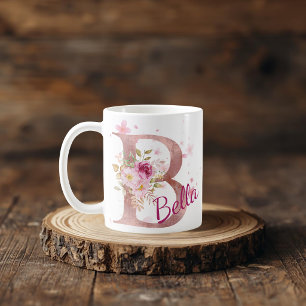Personalised Floral Initial Mug – Letter B