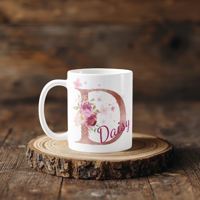Personalised Floral Initial Mug – Letter D (Creator Uploaded)