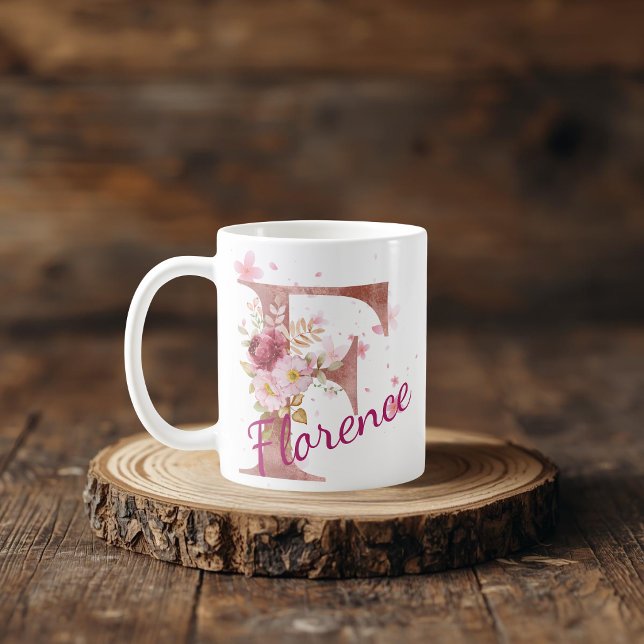 Personalised Floral Initial Mug – Letter F (Creator Uploaded)