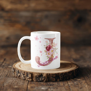 Personalised Floral Initial Mug – Letter J