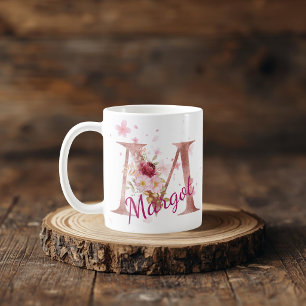 Personalised Floral Initial Mug – Letter M