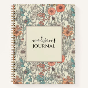 Personalised Floral Journal Notebook
