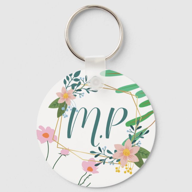 Personalised Floral Keychain (Front)
