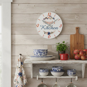 Personalised floral kitchen round clock