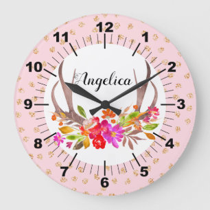 Personalised Floral Large Clock