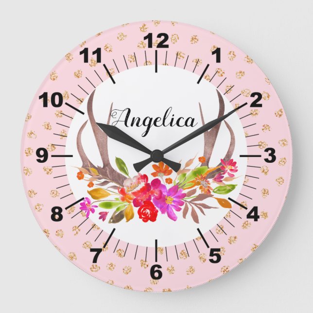 Personalised Floral Large Clock (Front)