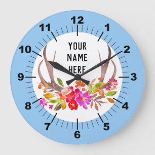 Personalised Floral Large Clock