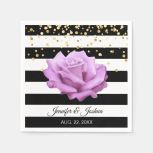 Personalised Floral Lavender Rose Gold Wedding Napkin