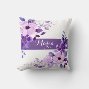 Personalised Floral lavender throw pillow