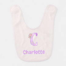 Personalised Floral Letter C Baby Bib